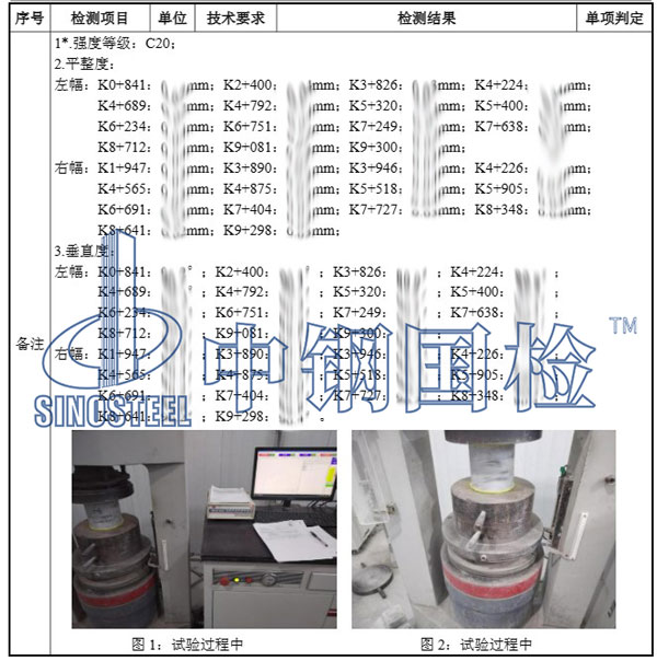 路面抽芯檢測(cè)項(xiàng)目部分結(jié)果