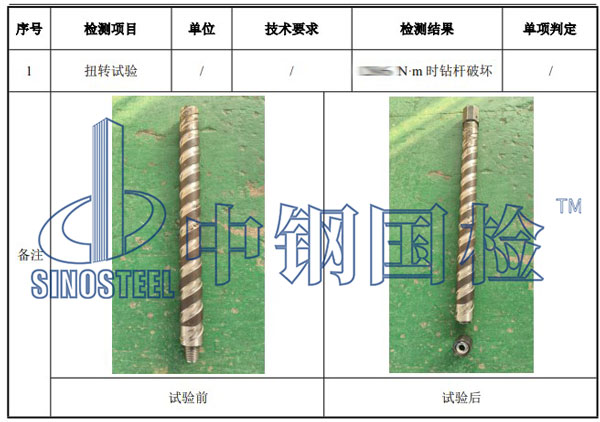 鉆桿檢測項(xiàng)目結(jié)果